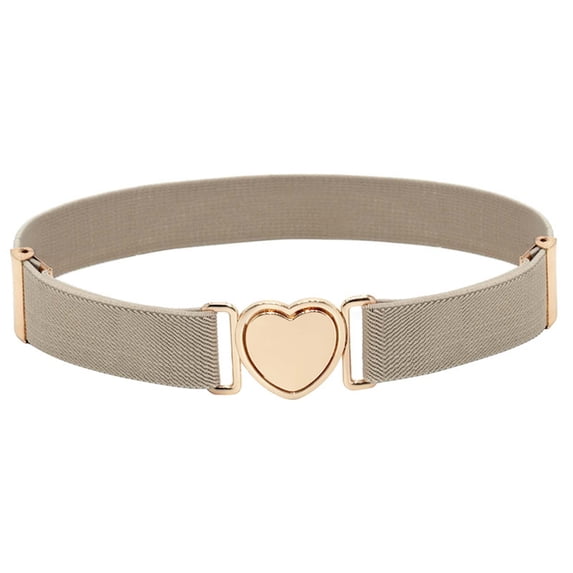 Kids Elastic Belt with Heart Buckle Adjustable Stretch Waist Belt for Girls Boys – Youth Dress Belt for Skirts Pants and School Uniform – Cute Childrens Waist Accessory C