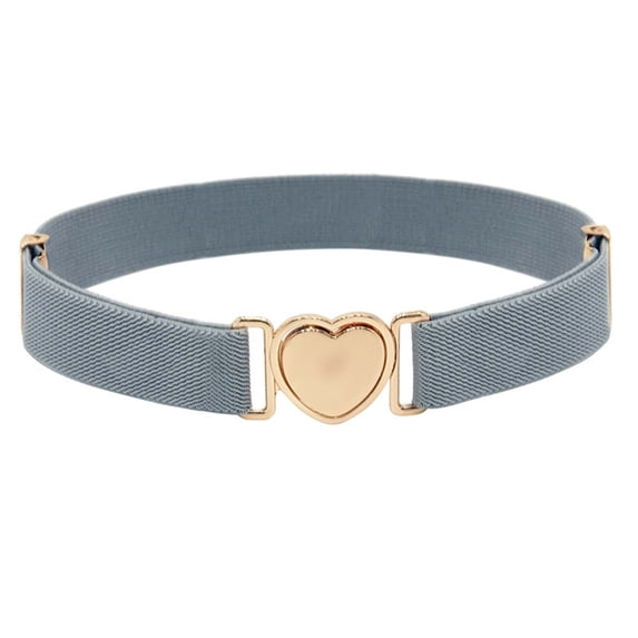 Kids Elastic Belt with Heart Buckle Adjustable Stretch Waist Belt for Girls Boys – Youth Dress Belt for Skirts Pants and School Uniform – Cute Childrens Waist Accessory H