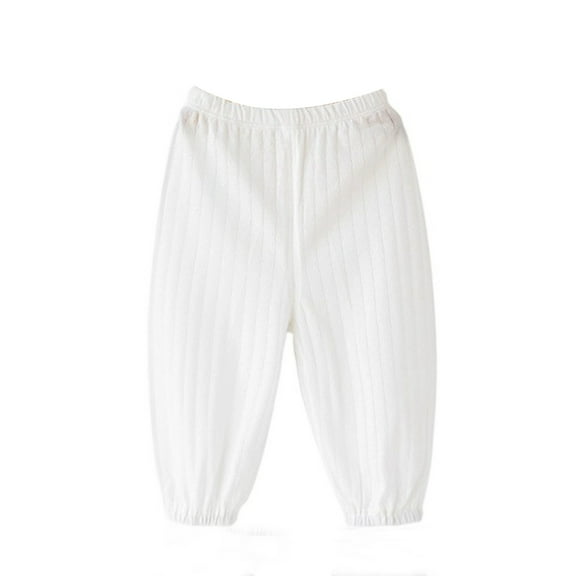 Kids Elastic Waist Soft White Girls Dance Trousers Spring Summer Trousers Long Pants Size 3-4 Years Boys Pants