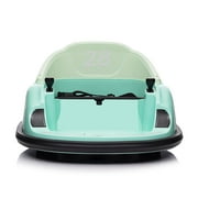 Kids Electric Bumper Car 12V with Remote Control, 360  Spin, LED Lights, Music, Battery Display, Safe Ride-On Toy for Ages 1.5+, Green