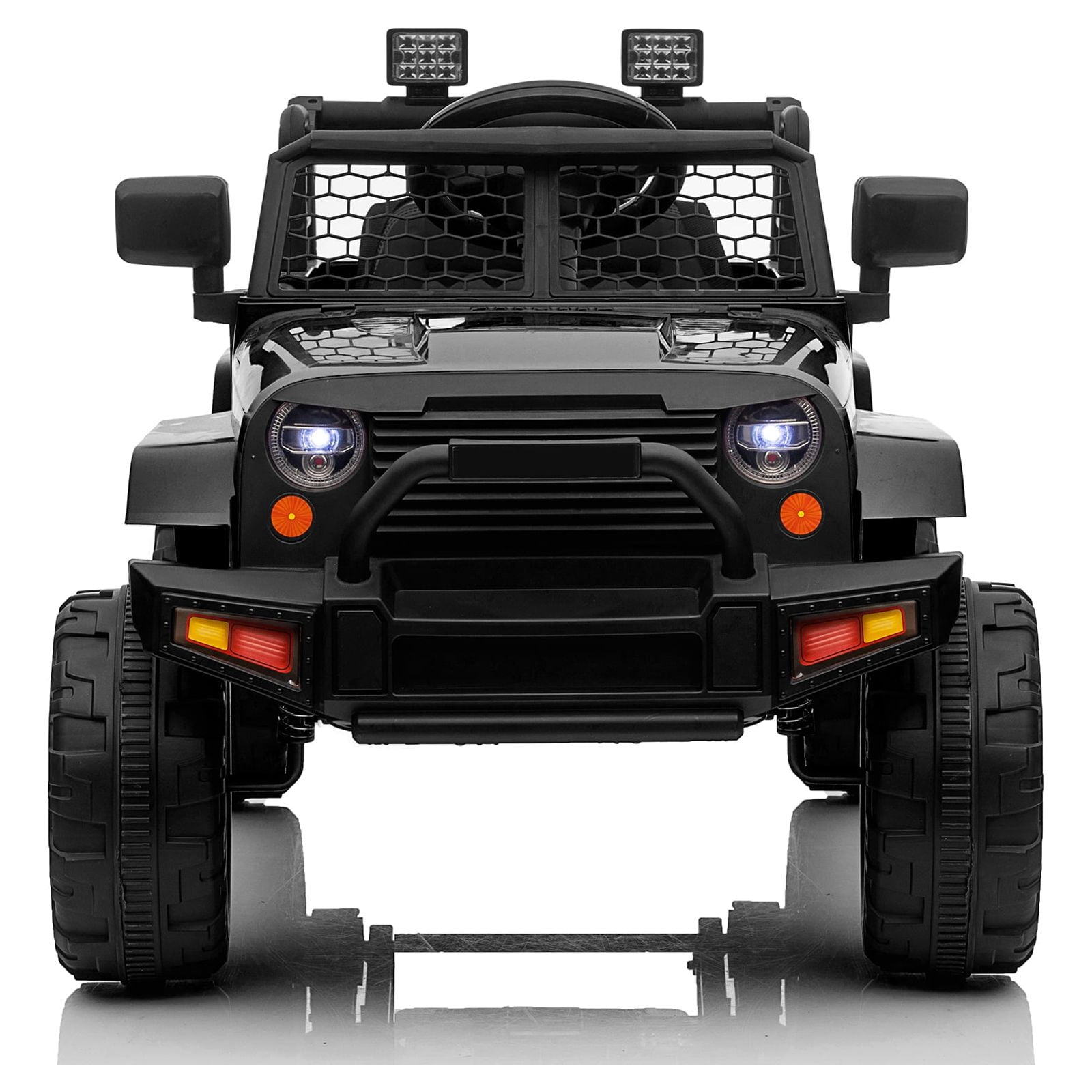 Black 12V Kids Ride-On Truck with Remote Control and LED Lights