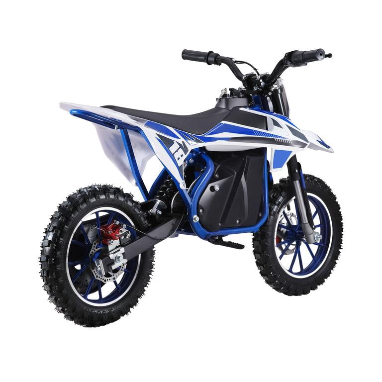 Kids Electric Dirt Bike 36V, Off-Road Motorcycle 10 Inch Tires 350W Low Maintenance Blue