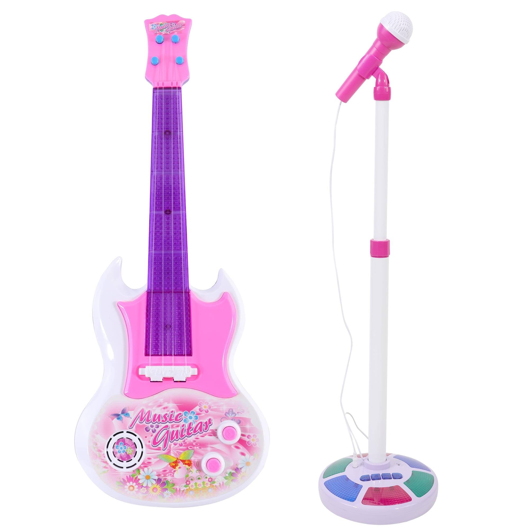 Kids Electric Guitar Beginner Kits Play Set with Microphone and Stand ...