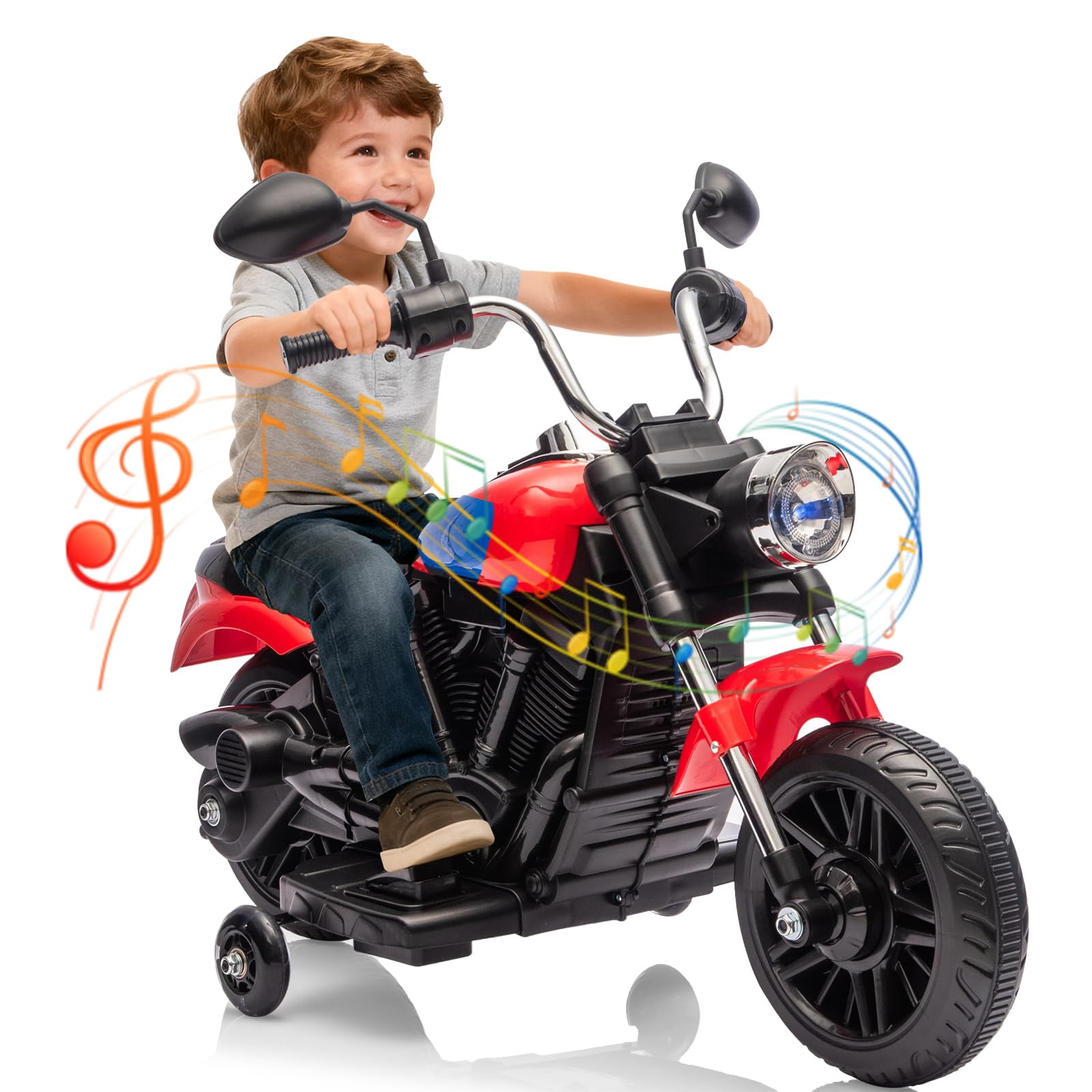 Kids Electric Motorcycle, 12V 3-Wheel Ride-On Motorbike with Detachable ...