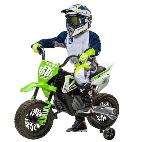 Kids Electric Motorcycle Dirt Bike,12V Ride-On Motorcycle Car for Kids,Off-Road Street Bike with Training Wheels, Spring Suspension, High/Low Speeds