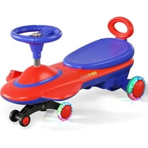 Kids Electric Ride on Car Wiggle Car 12V Rechargeable Battery LED Lights Music Anti-Rollover for Ages 3-8