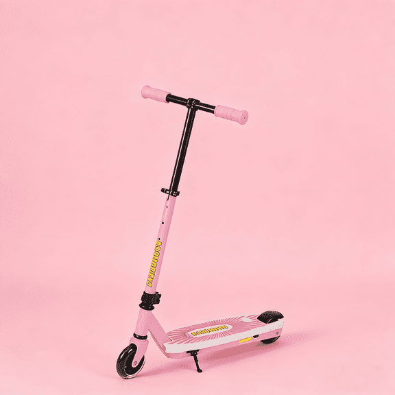 Kids Electric Scooter Ages 4-12, Step-to-Start Motor, 5 Mile Range, 3 Cool Lighting Systems, Music Function, Pink