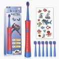 thumbnail image 1 of JTF Kids Electric Toothbrush with 6 Brush Heads, 5 Modes Sonic Electric Toothbrush, IPX7 Waterproof, Rechargeable Power Toothbrush for Home School Travel with Stickers for Girls and Boys, 1 of 10