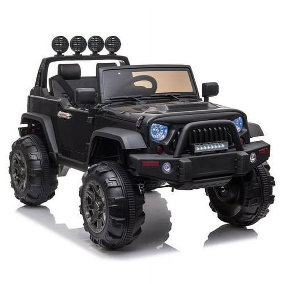 Kids Electric Vehicles with Remote Control, 12V Ride on Cars for Girls Boys, Motorized Vehicles Ride on Truck Car W/ LED Lights, Spring Suspension, MP3 Player, Black Battery-Powered Ride on Toys,L6605