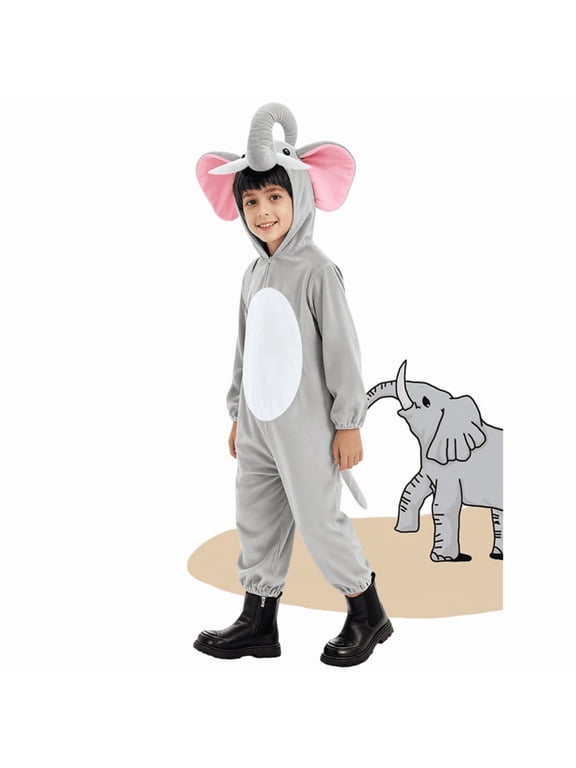 Kids Elephant Outfit Clothes Animal Jumpsuit Halloween Dress Up Clothess Elephant Cosplay Halloween Christmas Holiday Party Dress Up
