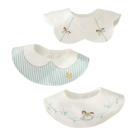 Kids Embroidered Waterproof Feeding Bibs Comfortable Cotton Bibs Waterproof Bibs Infant Mealtime Bibs for Kids