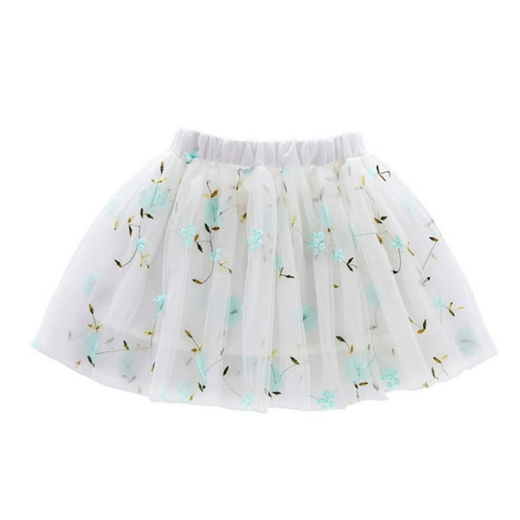 Kids Embroidery Tulle Tutu Skirt With Plaid Striped Rainbow Flower For Girls 1 10 Years