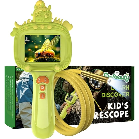 Kids Endoscope Snake Camera with Light - Mini Unicorn Design, Photo & Video Function, STEM Educational Toy for Hiking Camping, Birthday Gift for Boys Girls Aged 4-10 (Green)