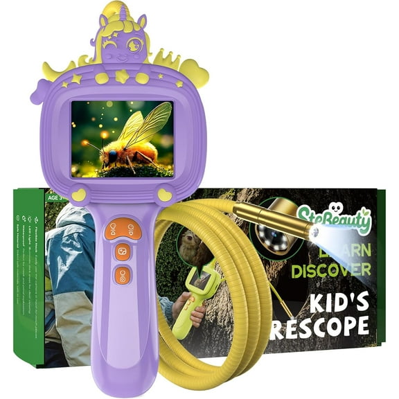 Kids Endoscope Snake Camera with Light - Mini Unicorn Design, Photo & Video Function, STEM Educational Toy for Hiking Camping, Birthday Gift for Boys Girls Aged 4-10 (Purple)