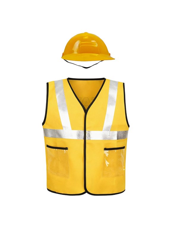 Kids Engineer Vest Role Play Set Construction Worker Pretend Play Outfit for Boys Girls
