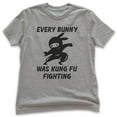 thumbnail image 1 of Kids Every Bunny Was Fung Fu Fighting Shirt, Youth Kids Boy Girl T-Shirt, Easter Rabbit Bunny Shirt, Ninja Shirt, Dark Heather Gray, Medium, 1 of 4