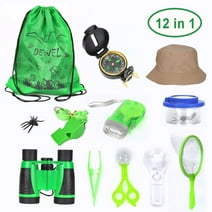 Kids Explorer Sets Nature Outdoor Exploration Adventure Set for 3-8 Boys Girls-Binoculars Flashlight Hat Bug Catching Kits Whistle Compass Science Camping Hiking Children Gift Plastic Cyfie