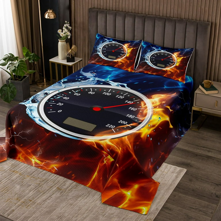 Kids Extreme Sports Twin Bedspread Set Sports Car Dashboard 
