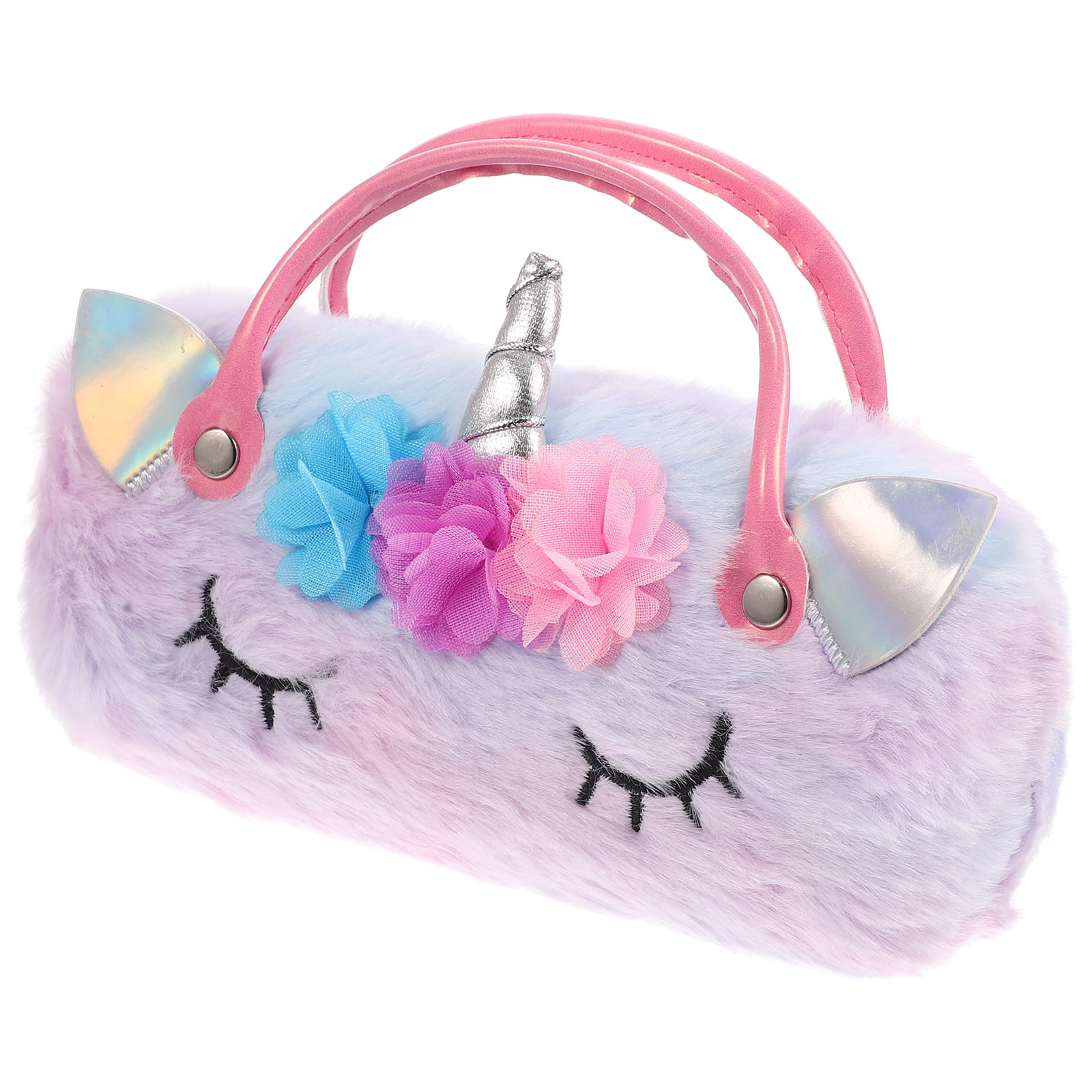 Kids Eyeglass Case Unicorn Glasses Sunglass Faux Fur Coin Purses Pouch