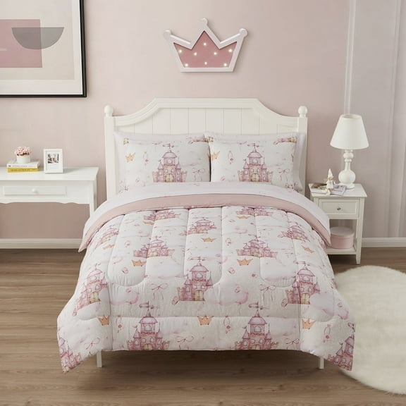 Kids Fairytale Princess Bed in a Bag 7 Piece Comforter, Sham & Sheet Set Full