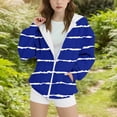 thumbnail image 1 of Kids Fall Blouses New Zip up Hoodies for Teen Girls Long Sleeve Fleece Lined Jackets Oversized Striped Hooded Sweatshirt with Pockets Blue 12-13 Years, 1 of 4