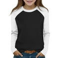 thumbnail image 1 of Kids Fall Clothes Boys Girls Long Sleeve Raglan Shirts Colorblock Tops Crew Neck Base Tee Casual Tshirts 2-15 Years (14 Years, Black), 1 of 6