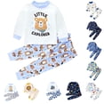 thumbnail image 1 of Kids Fall Clothes for Boys Toddler Baby Boy Clothes Fall Winter Color Block Crewneck Sweatshirt Tops and Pants 2 Piece Outfits 1-5T, 1 of 4