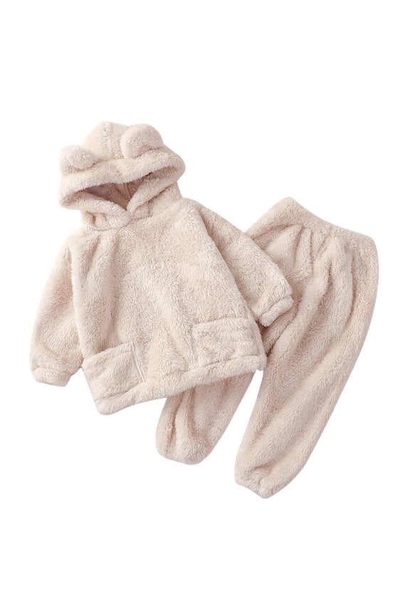 Kids Fall Clothes for Girls Girls Fuzzy Pants Set Lapel Collar Pullover Fluffy Sweatshirt Fleece Pants Sweatsuit 2 Piece Outfits