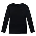 thumbnail image 1 of Kids Fall Fashion Tees, Long Sleeve Solid Basic Layered T-Shirt Crew Neck Design Kid's Warm Fall Clothes Black 3-4 Years, 1 of 4