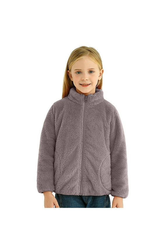 Kids Fall Jacket Girls Clothes Girls' Outerwear Jackets Kids Soft Fleece Zip up Hoodie with Pockets Girls Sherpa Jacket 18-24 Months