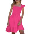 thumbnail image 1 of Kids Fall Toddler Dress Girls Elegant Ruffle Sleeve Midi Dresses Ruffle Sleeve Smocked Flowy Dress Sleeveless Sundress Winter Girls Dresses 5Y, 1 of 9