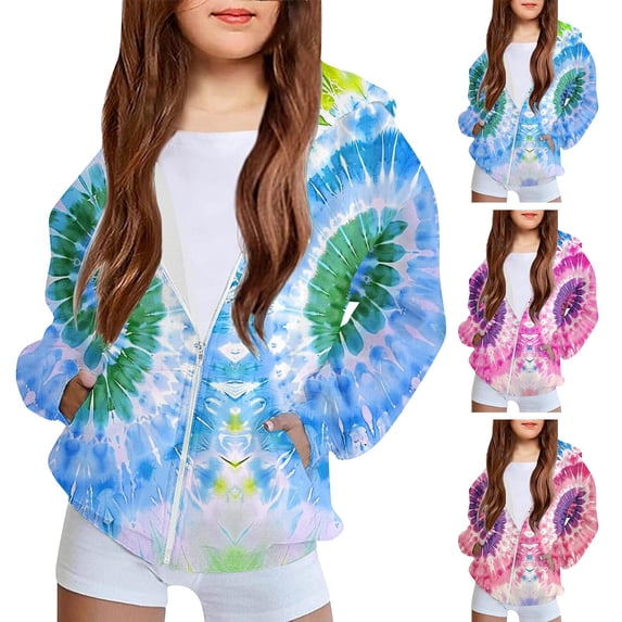 Kids Fall Winter Jackets Toddler Boys Girls Solid Print Zip Up Hooded Coat, Long Sleeve Pocket All Season Casual Hoodie Outerwear for 4-12 Years Old,Green