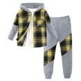 thumbnail image 1 of Kids Fall Winter Loose Flannel Long Sleeve Button Down Shirt and Checkered Jogger Pants Boys 2 Piece Tracksuits, 1 of 4