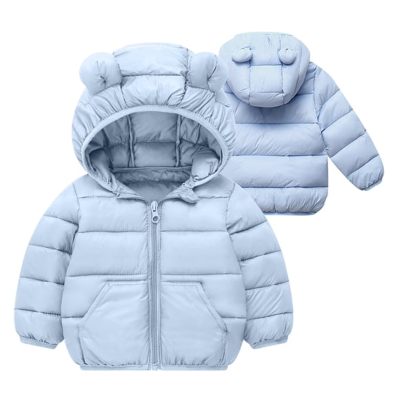 Kids' Fall Winter Puffer Jacket Lightweight Hooded Zip-Up Casual Coat Warm Outerwear with Pockets for Cold Days Errands & Outdoor Play