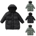 thumbnail image 1 of Kids Fall Winter Solid Mid Length Hooded Thick Warm Sports Jacket, Unisex Boys Girls Lightweight Outerwear,Green, 1 of 5