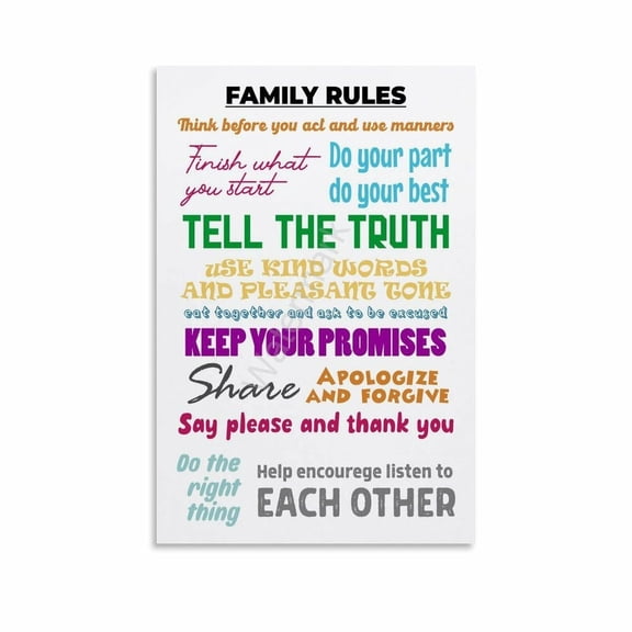 Kids Family House Rules Poster (3) Canvas for Living Room Bedroom Decor