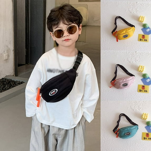 Kids Fanny Pack Girls Boys Fashion Cute Waterproof Sports Waist Bag Pack Belt Bag Two Pockets Hands-free Lightweight Small Belt Bags, 1/2/3/4/5 Pack