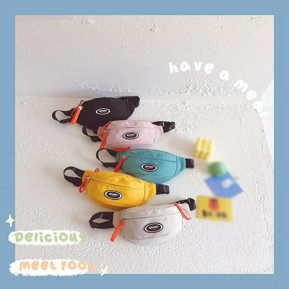 Kids Fanny Pack Girls Boys Fashion Cute Waterproof Sports Waist Bag Pack Belt Bag Two Pockets Hands-free Lightweight Small Belt Bags, 1/2/3/4/5 Pack