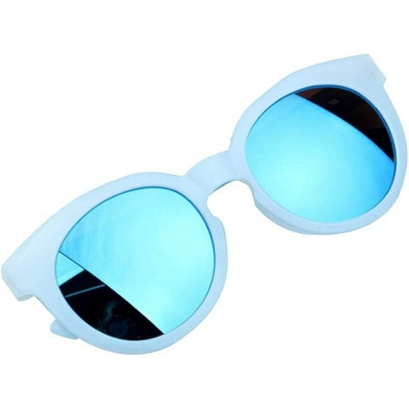 Kids Fashion Sunglasses Frosted Candy Color Cute Casual Round Outdoor Beach Fun Eyewear (Blue, One Size)