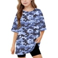 thumbnail image 1 of Kids Fashion T-Shirt Boys and Girls Short Sleeve Crew Neck Camouflage Print Top Summer Oversize Loose Fit Top for 5-15 Years, 1 of 8