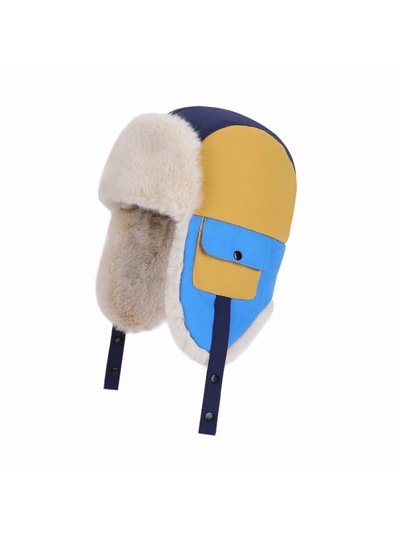 Kids Faux Fur Trapper Hat Windproof Warm Earflap Aviator Ski Cap with Fleece Lining,for Boys Girls Winter Trooper Beanie