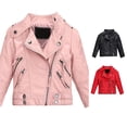 thumbnail image 1 of Kids Leather Motorcycle Jacket, Toddler Boys Girls Zipper Biker Jacket Long Sleeve Cool Moto Coat Fall Winter Outerwear, 1 of 4