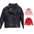 thumbnail image 1 of Kids Leather Motorcycle Jacket, Toddler Boys Girls Zipper Biker Jacket Long Sleeve Cool Moto Coat Fall Winter Outerwear, 1 of 6