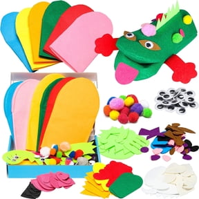 Kids Felt Puppet Making Kit - DIY No-Sew Craft Set with Colorful Felt Pieces, Googly Eyes & Pom Poms - Perfect for Kids Art Projects, Party Favors & Educational Play