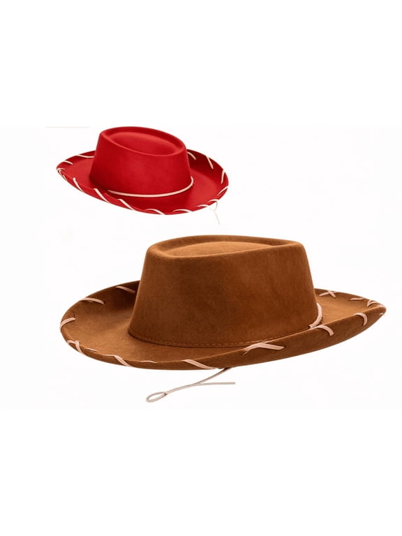 Kids Felt Woody Cowboy Hat | Adjustable WideâBrim Western Hat, Costume Accessory for Themed Party & DressâUp Activities,2 Pcs