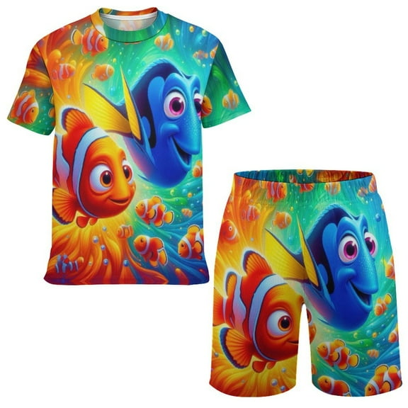 Kids Finding Nemo T Shirt Shorts Set 2 Piece Graphic Short Sleeve Outfit Set for Boys Girls