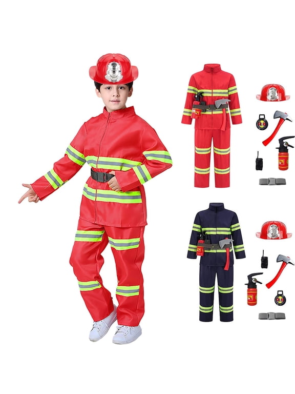 Kids Firefighter , Role Play Dress Up Outfit with and Accessories