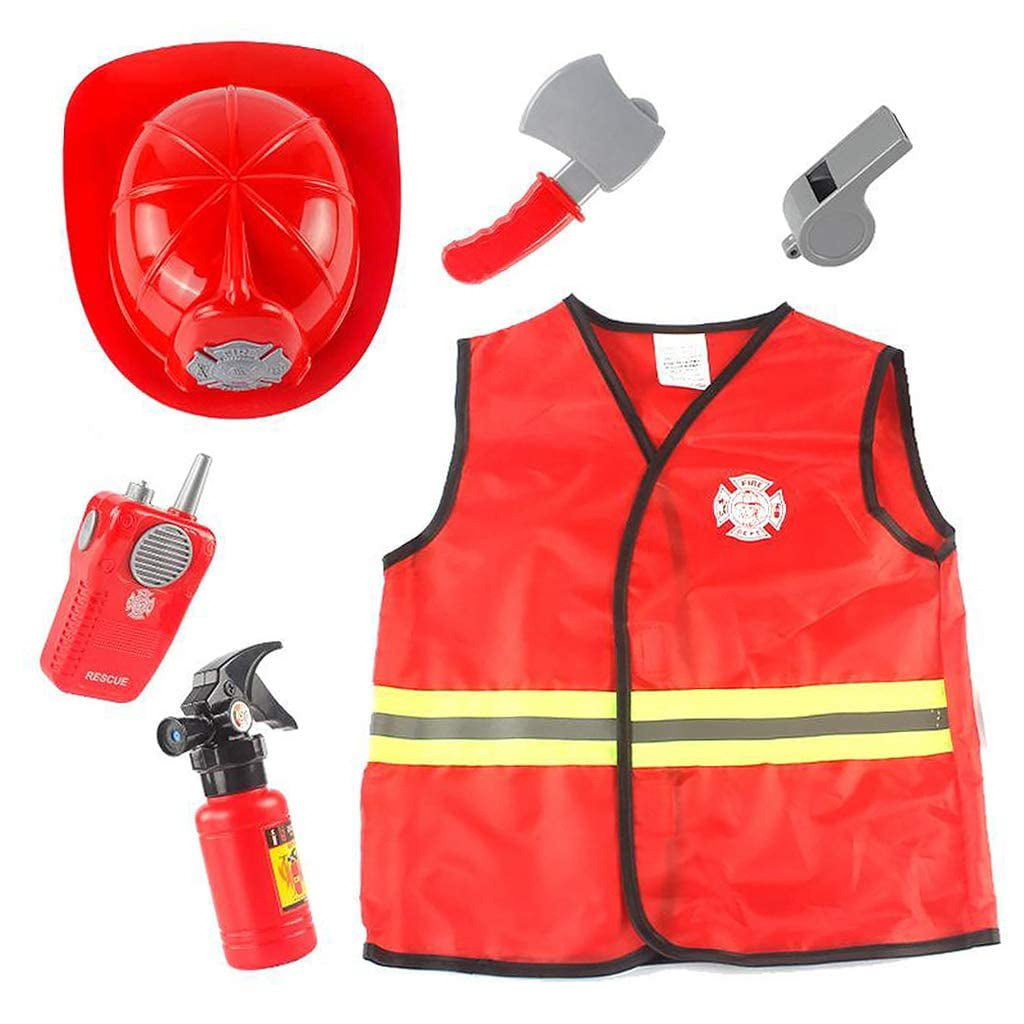 Kids Fireman Costume Set Kids Fire Suits Role Play Firefighter Dress
