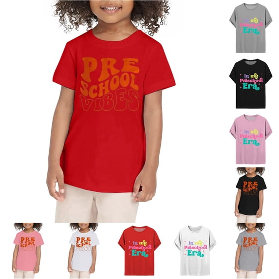 Kids First Day Kindergarten Shirt Welcome Back To School Outfit Short Sleeve Shirts Kids Red Graphic T Shirts School Dresses For Girls Boys 1-14 Years