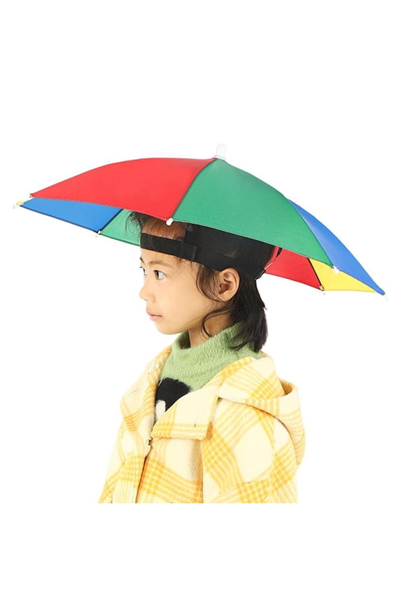 Kids' Fish Design Umbrella Hat, Foldable & Waterproof, 20.47 inch Diameter, Adjustable Strap